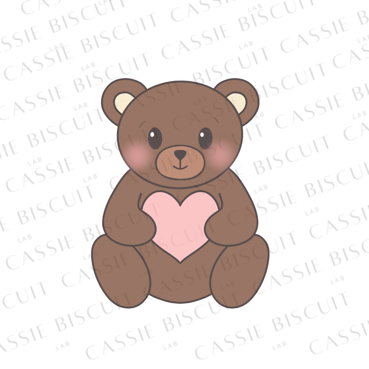 Tagliabiscotti - Orso bruno seduto a forma di cuore