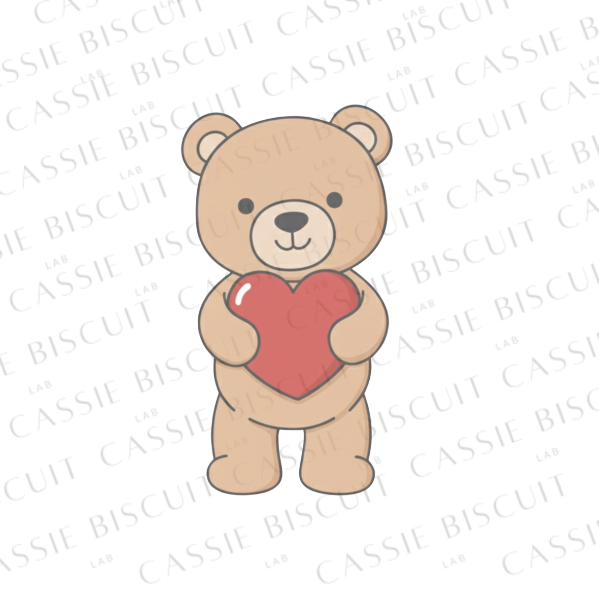 Cookie cutter - Standing teddy bear with red heart