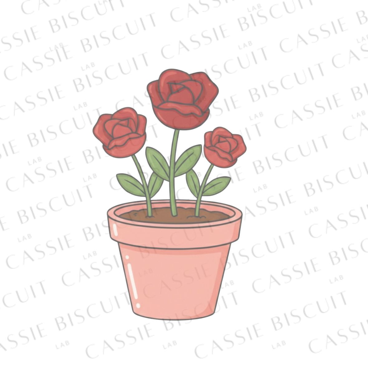 Cookie cutter - Pot of red roses