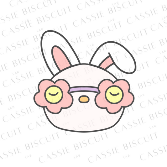 Emporte-Pièce - Tête Lapin Lunettes Fleurs