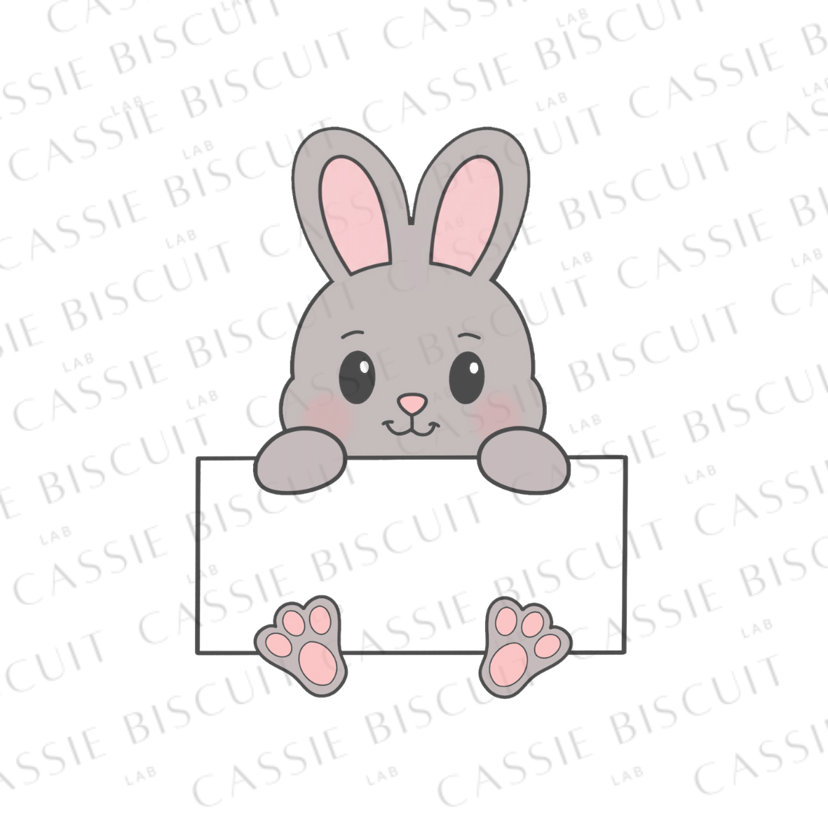 Cookie Cutter - Cute Rabbit Face Place Card Paw Print
