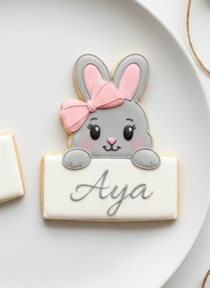 Cookie Cutter - Cute Girly Rabbit Face Place Card
