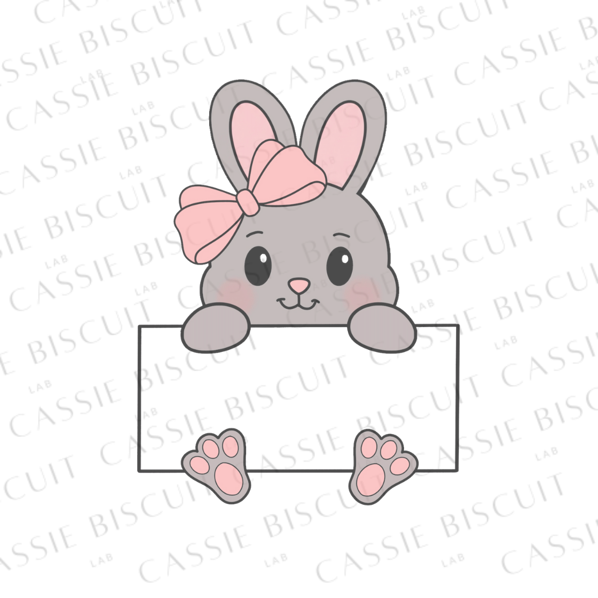 Cookie Cutter - Cute Girly Rabbit Face Place Card Paw Print